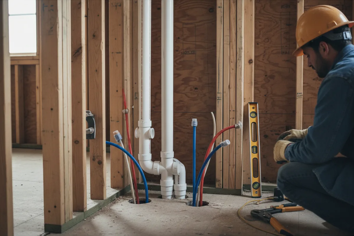 Drain and supply rough-in during Leak Detection in Yuba City