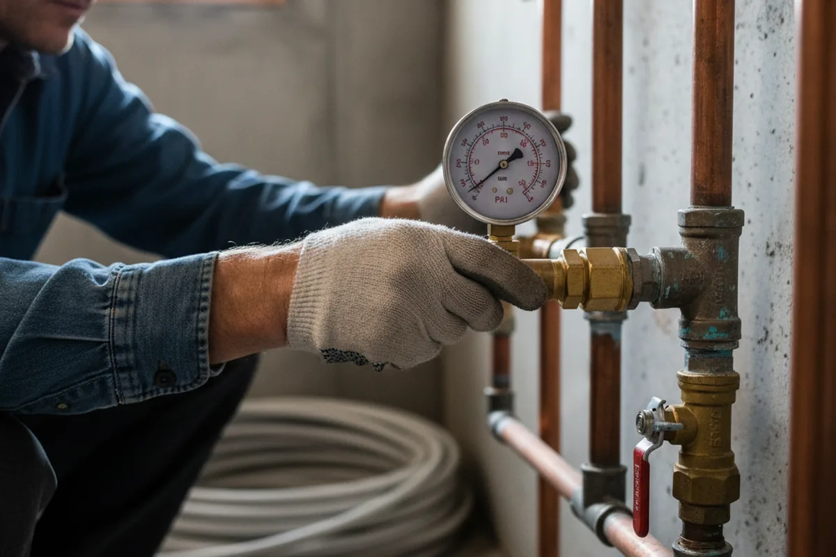 Pressure testing a repaired line during Water Line Repair in Yuba City